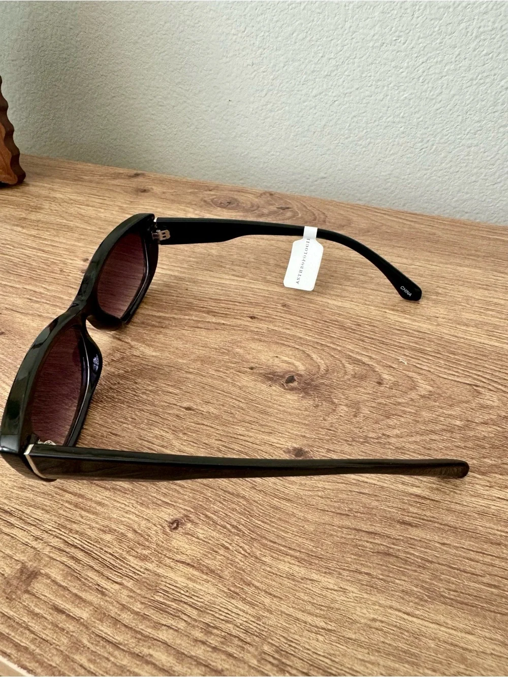 Anthropologie Reality Eyewear Slim Wrapped Oval Sunglasses Black NWT Preppy Chic